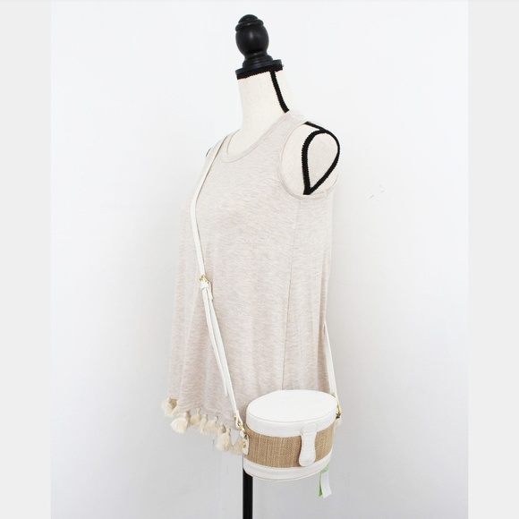 SALE! NWT SAM EDELMAN STRAW WHITE CROSSBODY BAG - Picture 2 of 6